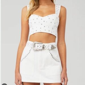 Show me your mumu shania bridal rhinestone denim top and skirt set